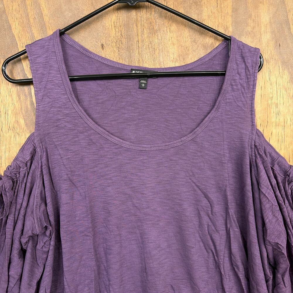 Express Womens Shirt Purple Cold Shoulder Flared Sleeve Modal Scoop Neck Large - Picture 3 of 11